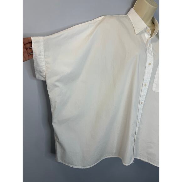 R13 Oversized Boxy Button Pp Shirt Short Sleeve White Relax Sz L Cotton - Picture 10 of 16